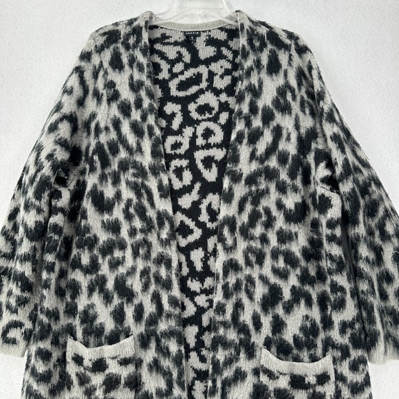 Torrid Plus 5X Cardigan Sweater Grey Leopard Longline‎ Knit Open Front Animal - Picture 3 of 11